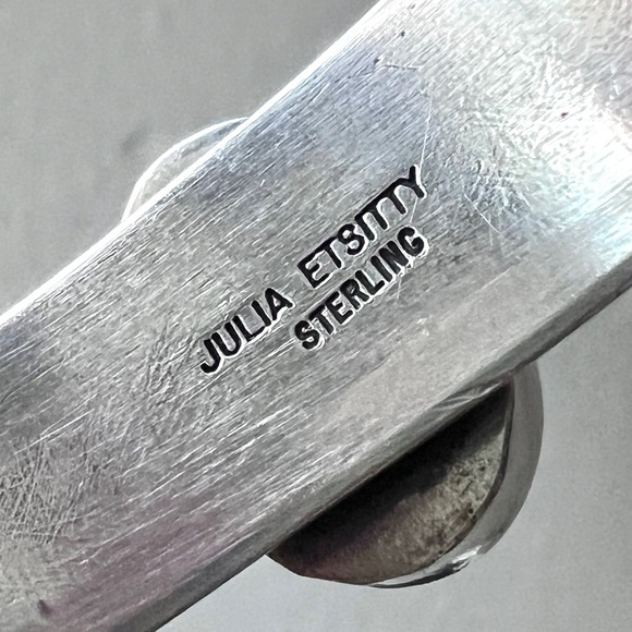 NATIVE Hematite & Sterling Silver Southwestern Stacker Cuff Navajo Julia Etsitty - Picture 8 of 9